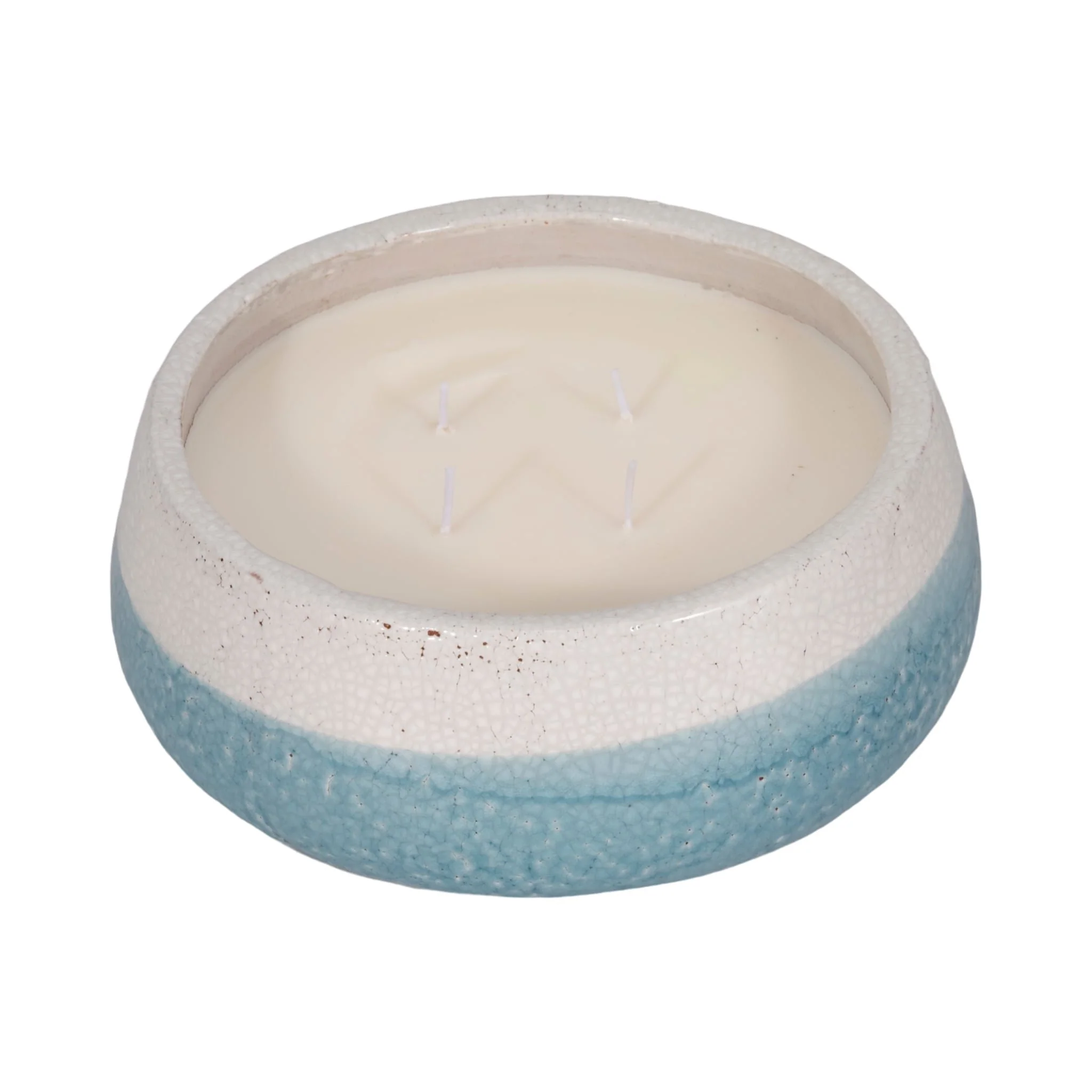 10" 35 Oz Moco Bamboo Bowl Candle, Light Blue - Image 4