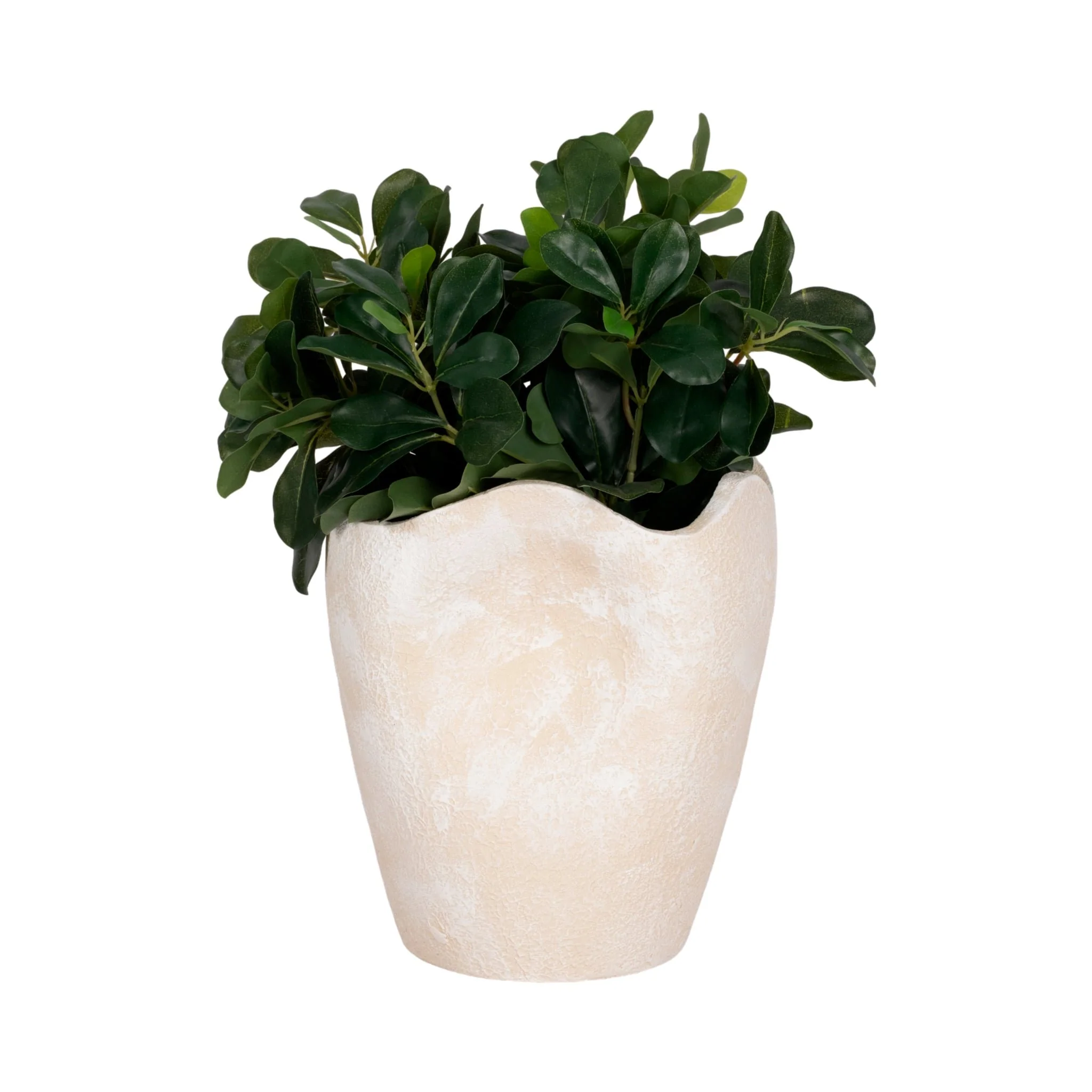 10" Abstract Textured Terracotta Vase, Ivory - Image 2