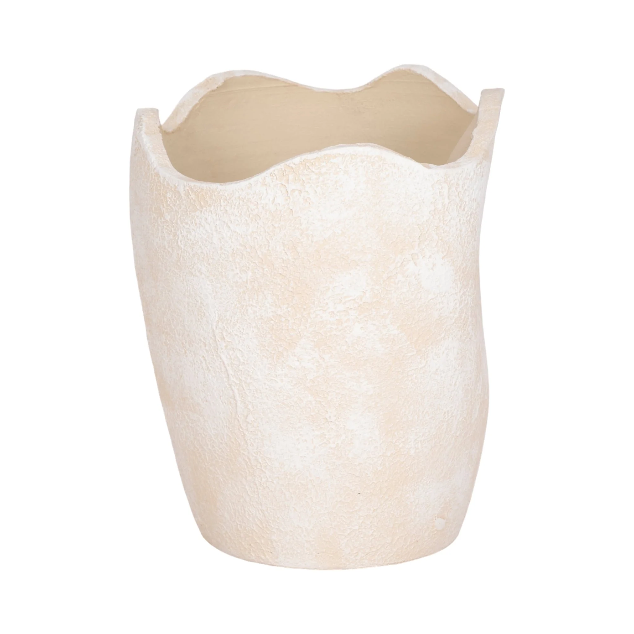 10" Abstract Textured Terracotta Vase, Ivory - Image 4