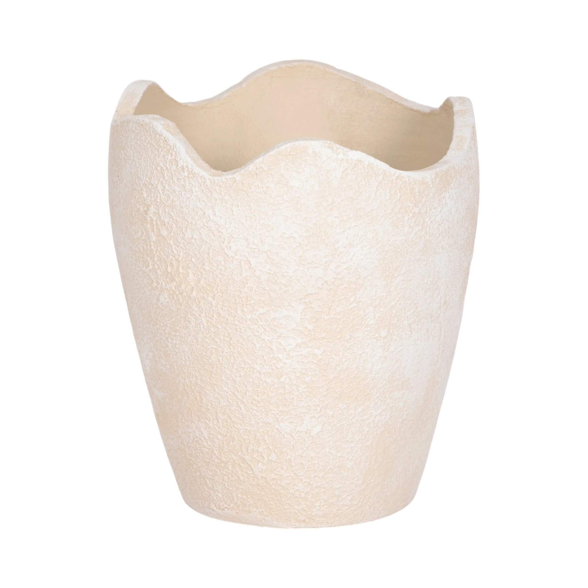 10" Abstract Textured Terracotta Vase, Ivory - Image 5