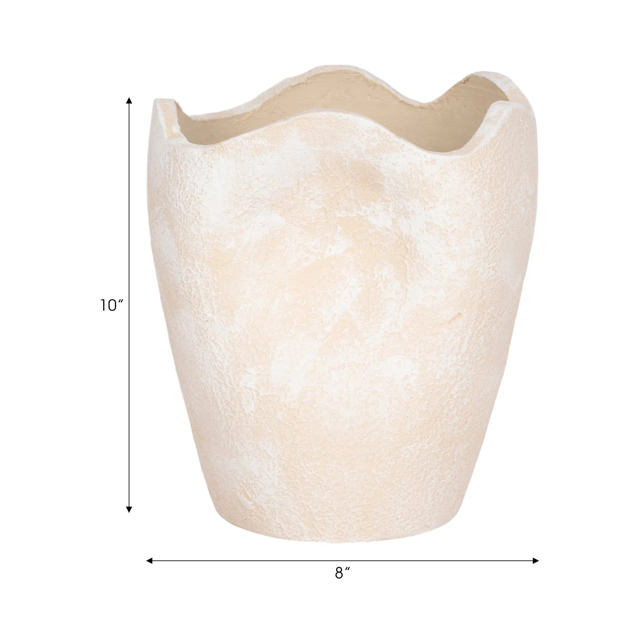 10" Abstract Textured Terracotta Vase, Ivory - Image 9