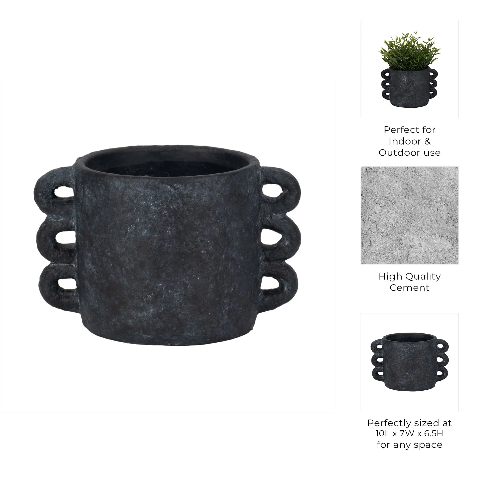10" Arch Handle Planter, Black - Image 9