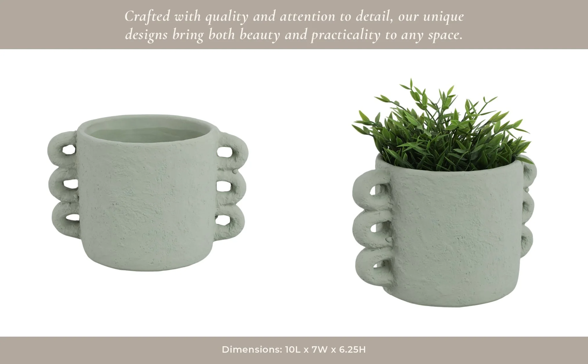 10" Arch Handle Planter, Green - Image 9