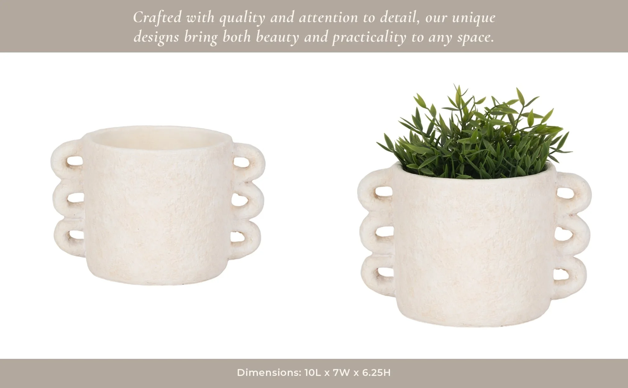10" Arch Handle Planter, White - Image 10