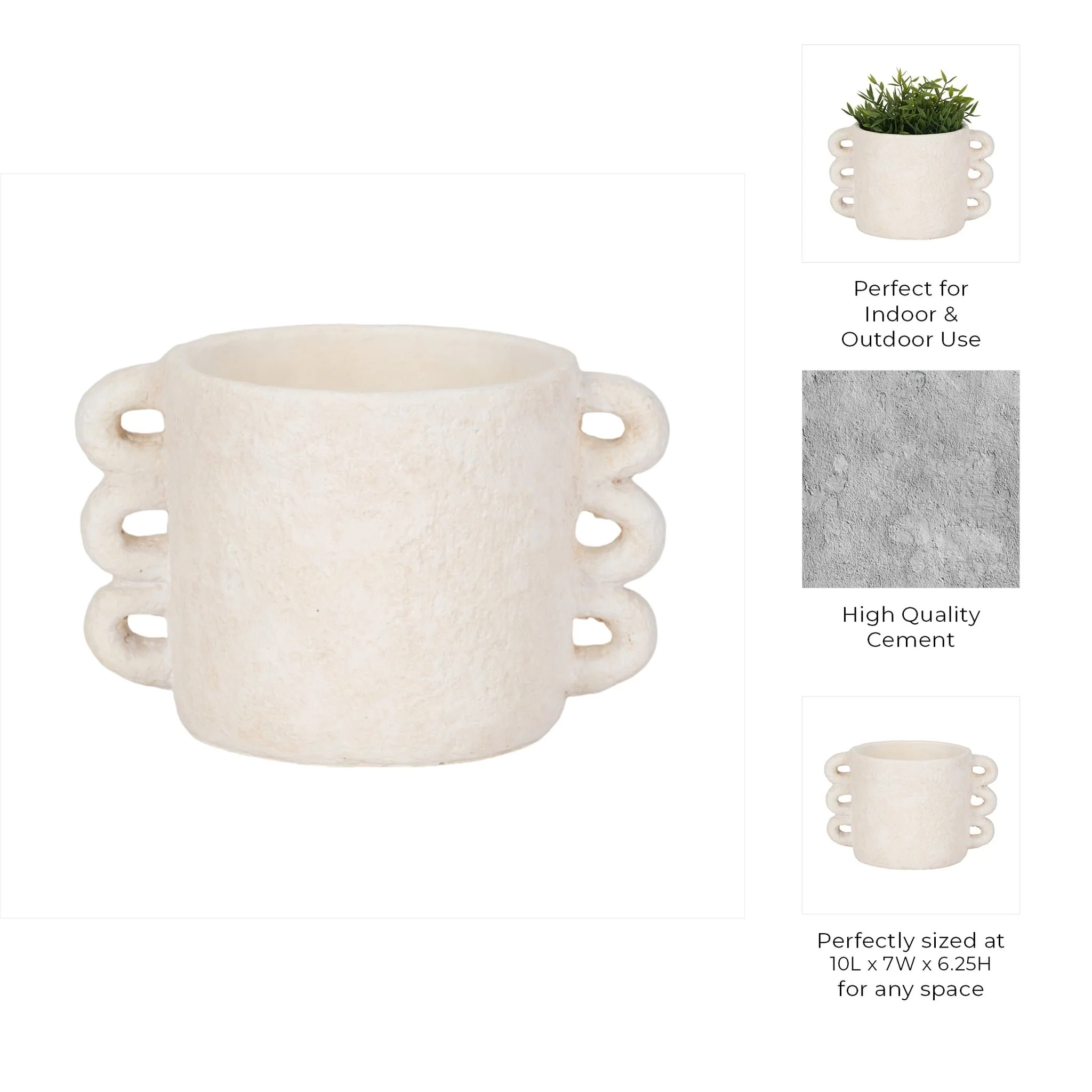 10" Arch Handle Planter, White - Image 9