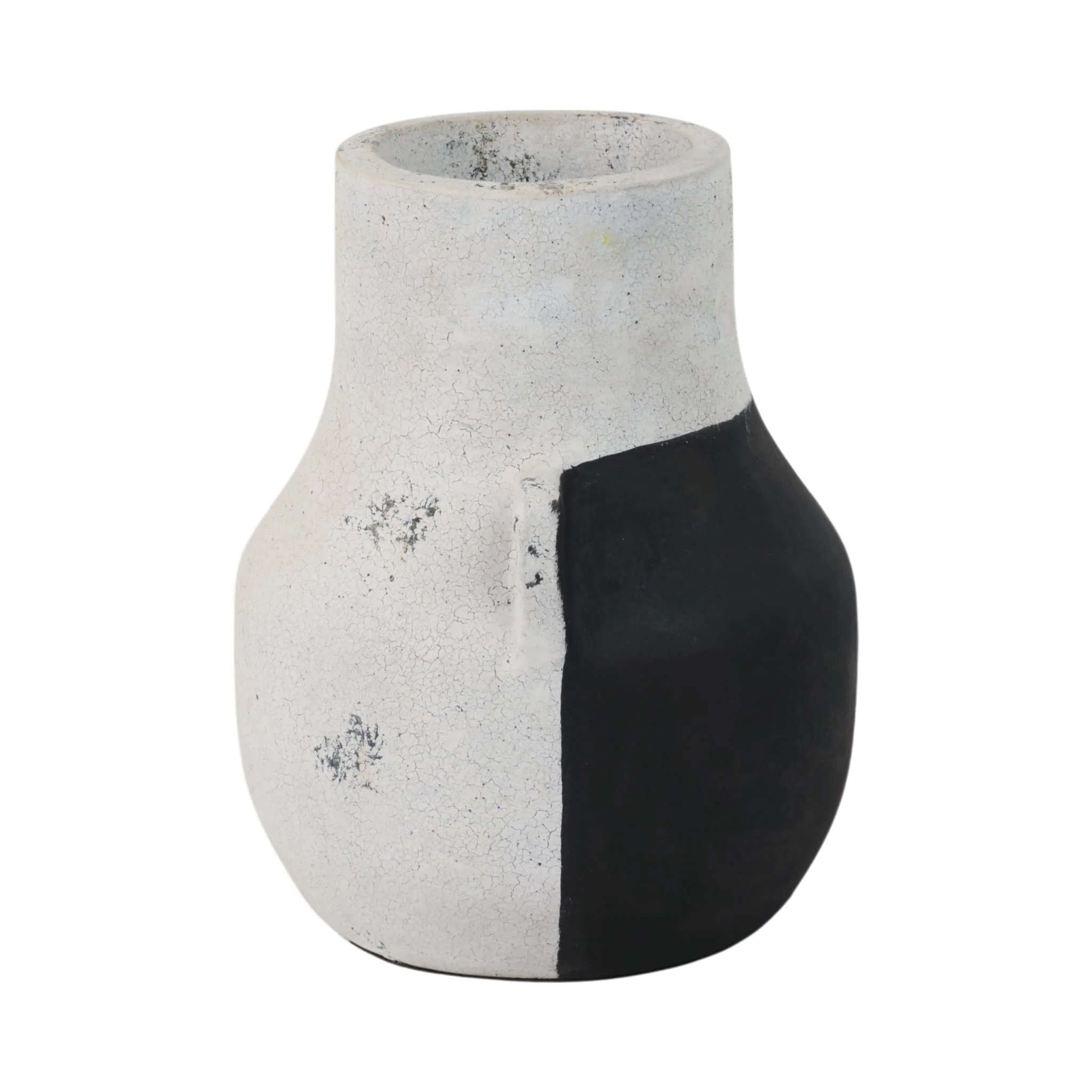 10" Black Patch Modern Terracotta Vase, Ivory/blk - Image 3