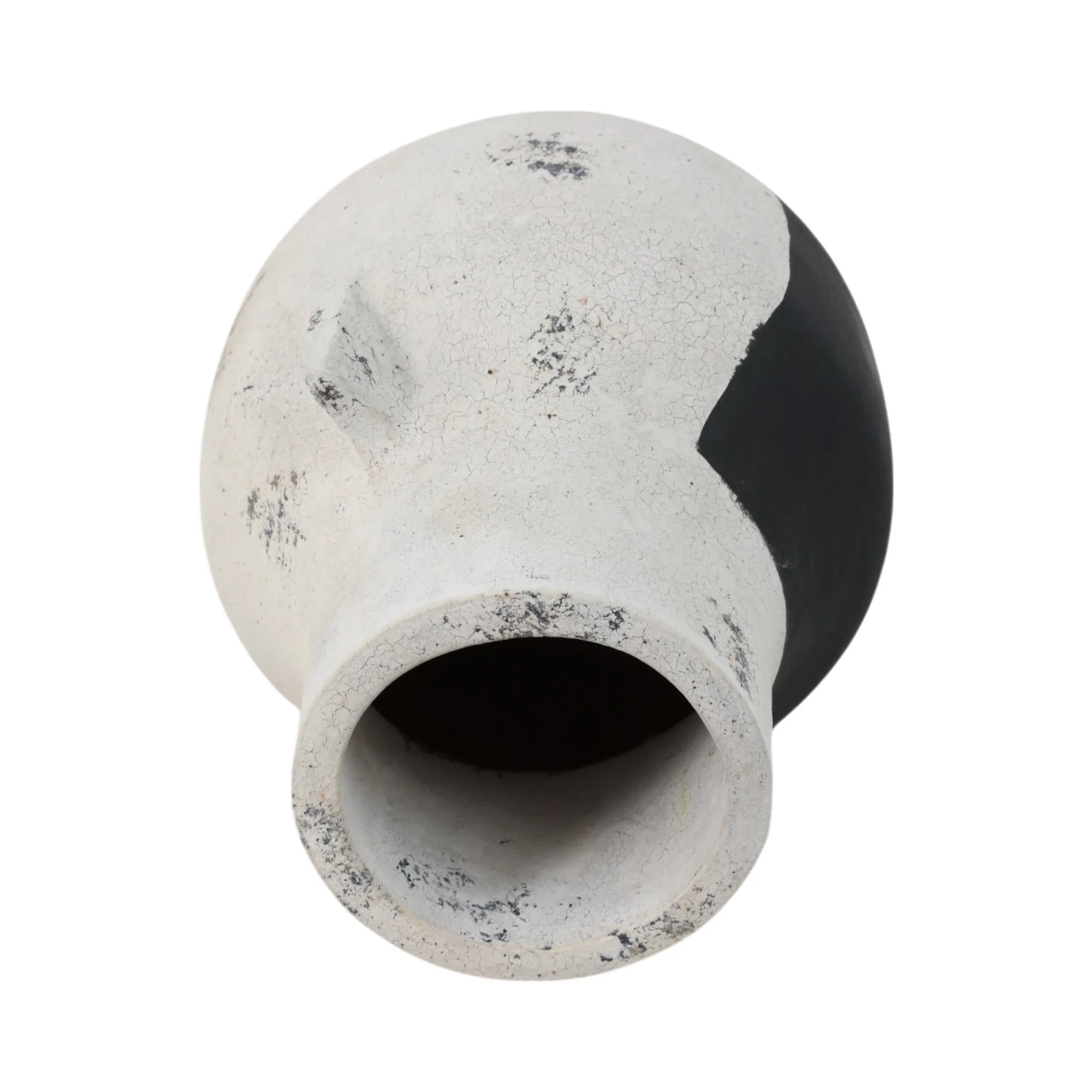 10" Black Patch Modern Terracotta Vase, Ivory/blk - Image 6