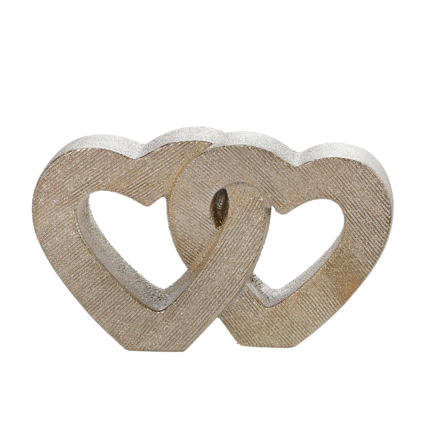 10" Ceramic Double Heart Table Deco, Champagne - Image 3