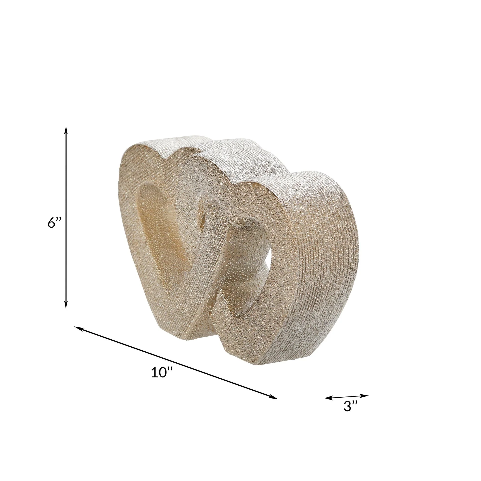 10" Ceramic Double Heart Table Deco, Champagne - Image 4