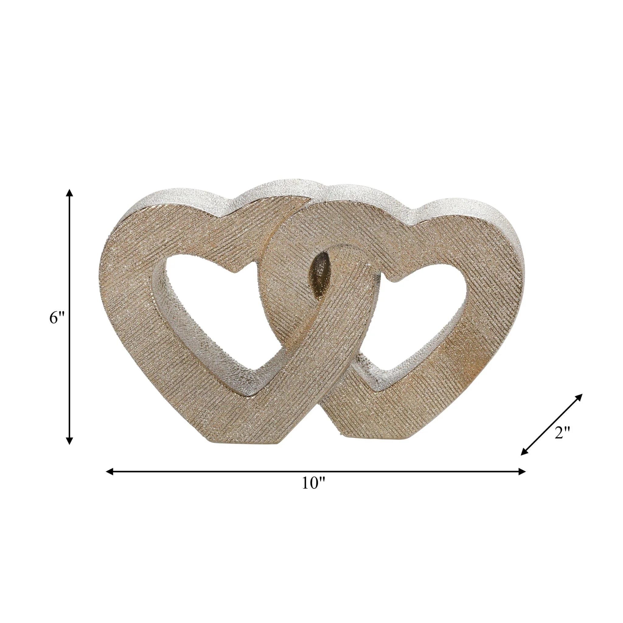 10" Ceramic Double Heart Table Deco, Champagne - Image 5
