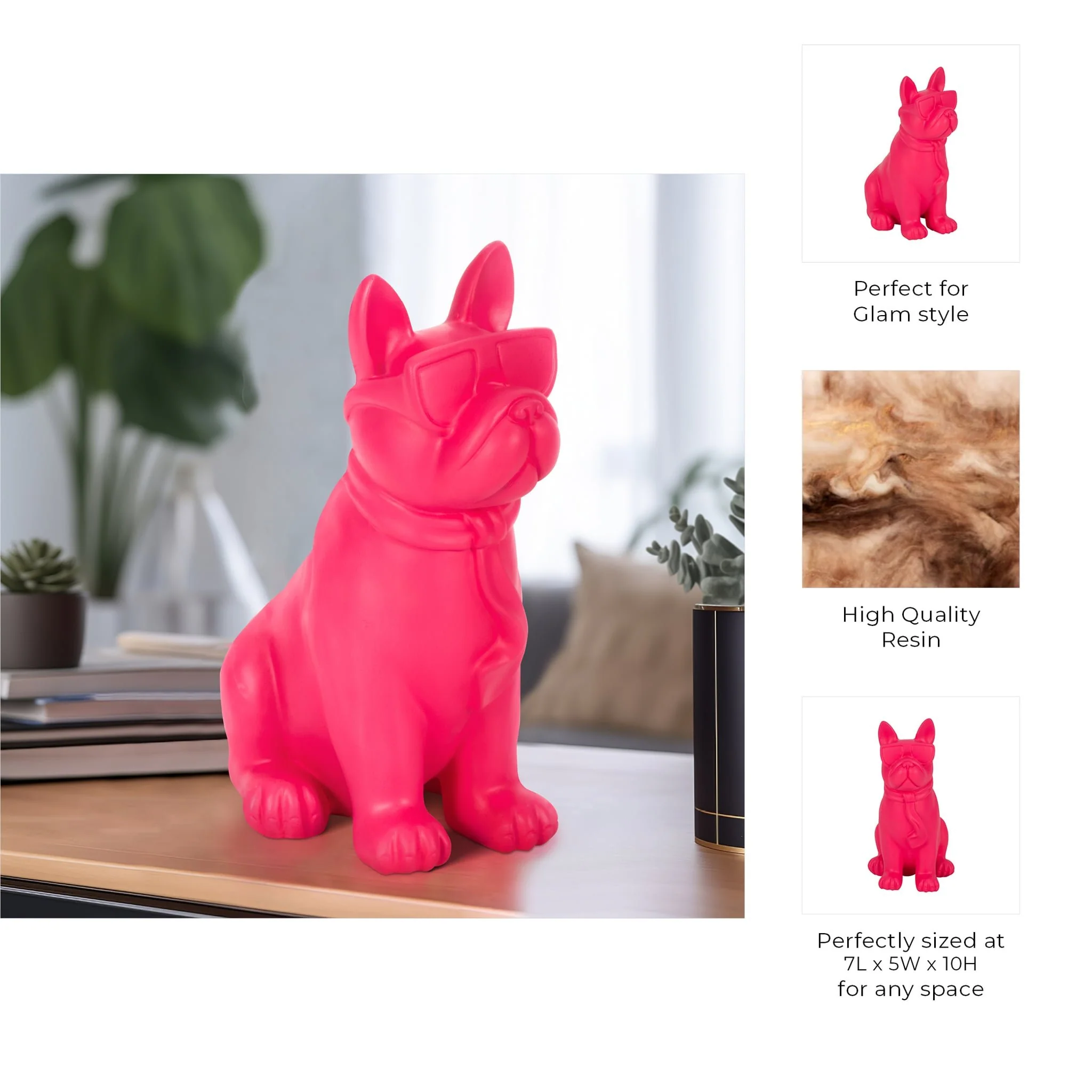 10" Cool Shades Boston Terrier, Pink - Image 9