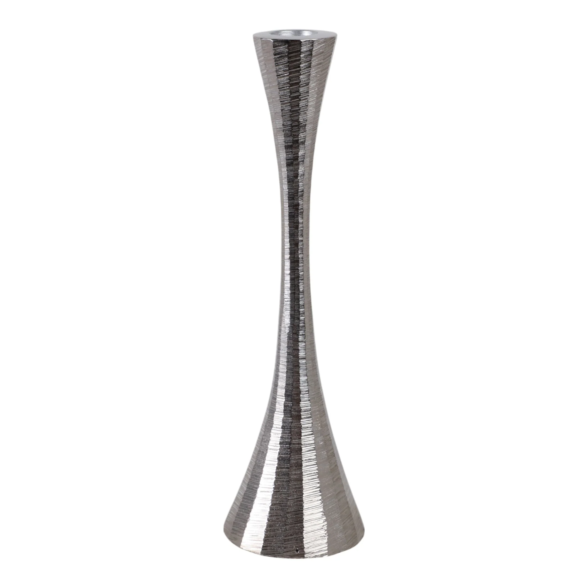10" Etched Metal Taper Holder, Silver - Image 3