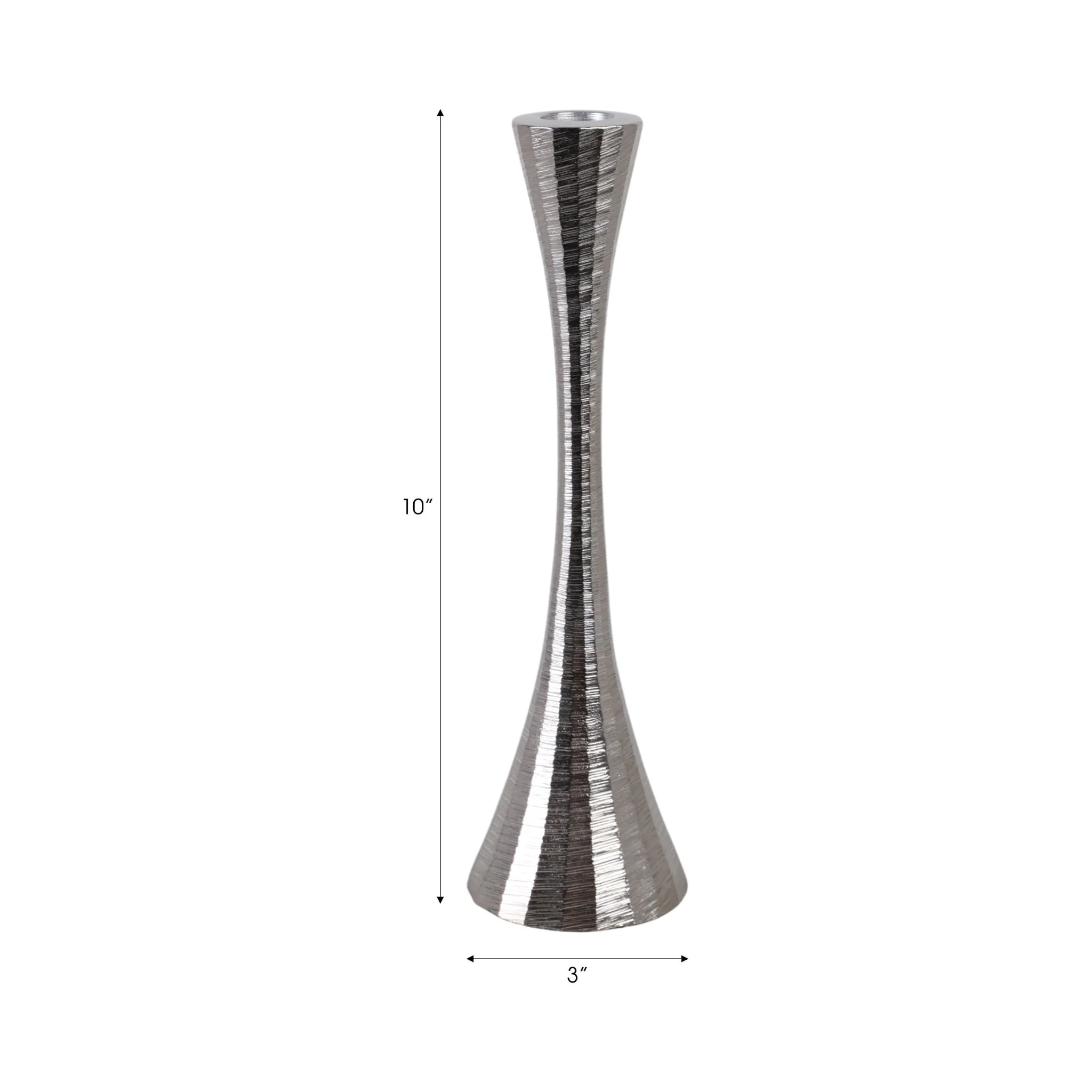 10" Etched Metal Taper Holder, Silver - Image 8
