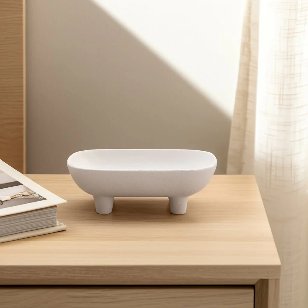 10" Footed Rounded Rectangle Bowl, White - Image 11