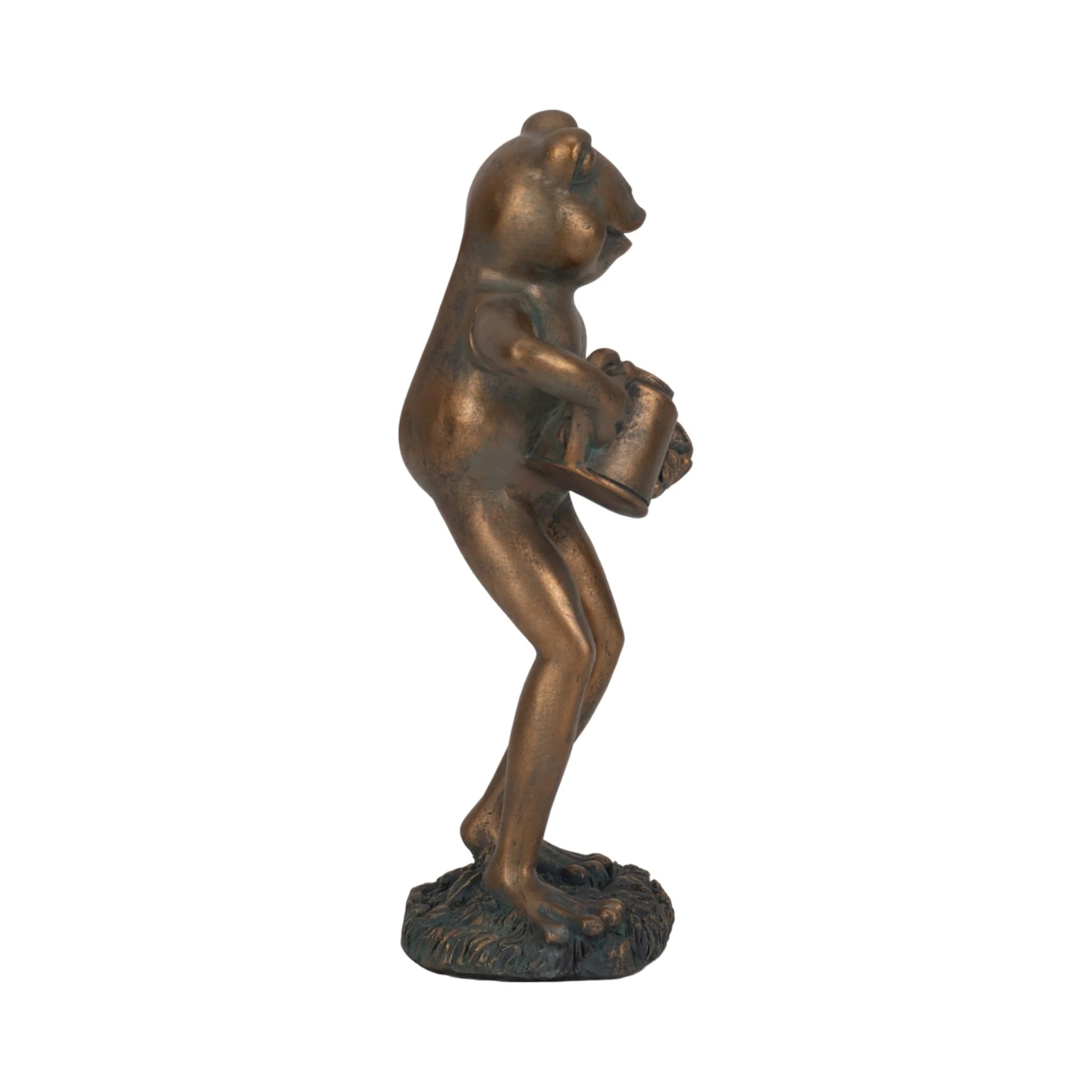 10" Frog With Watering Can, Bronze - Image 3