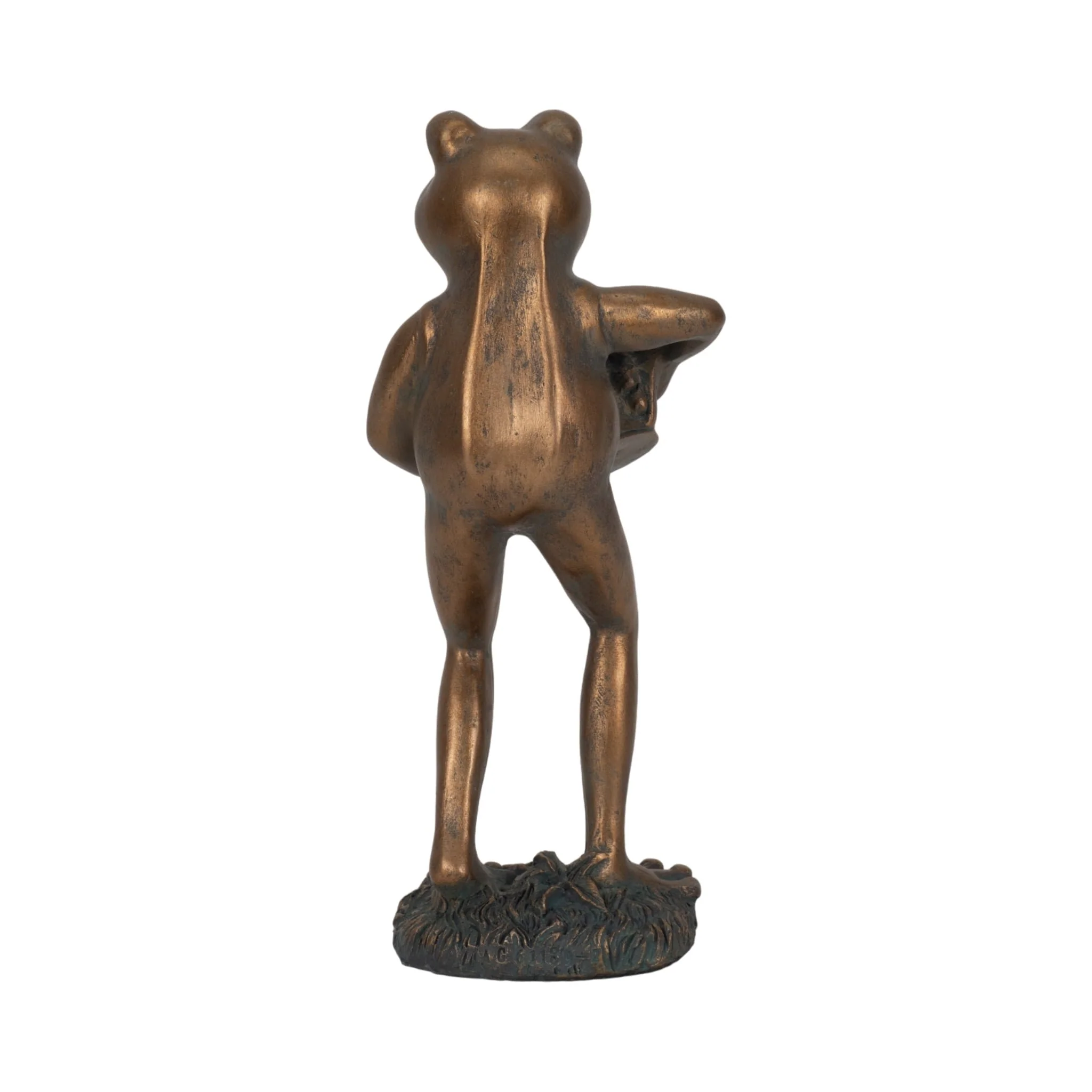 10" Frog With Watering Can, Bronze - Image 4