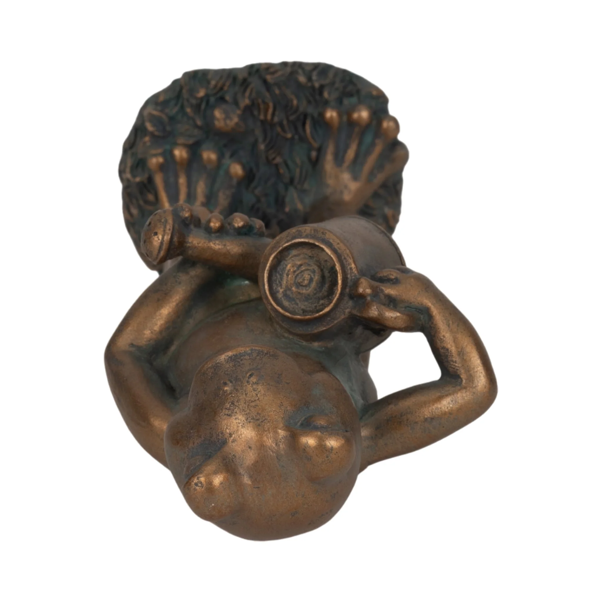 10" Frog With Watering Can, Bronze - Image 6