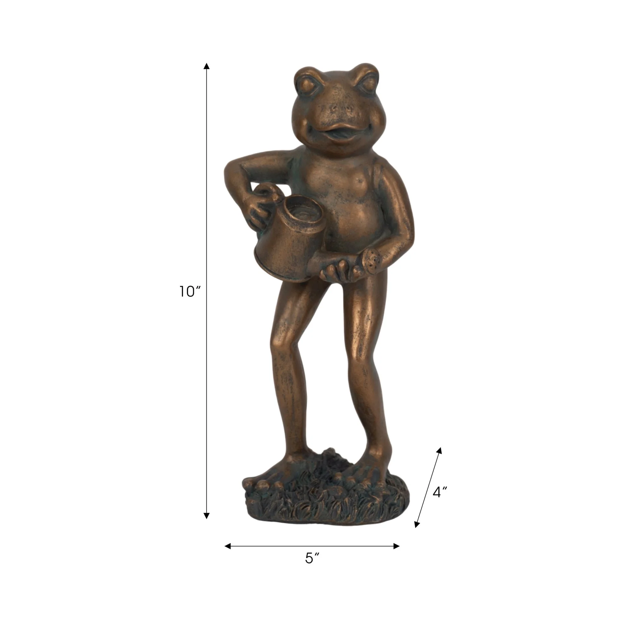 10" Frog With Watering Can, Bronze - Image 9