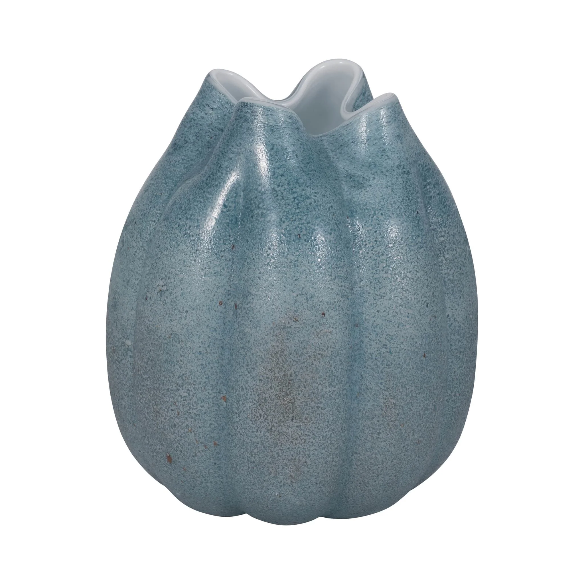 10" Glass Sea Urchin Vase, Blue - Image 3