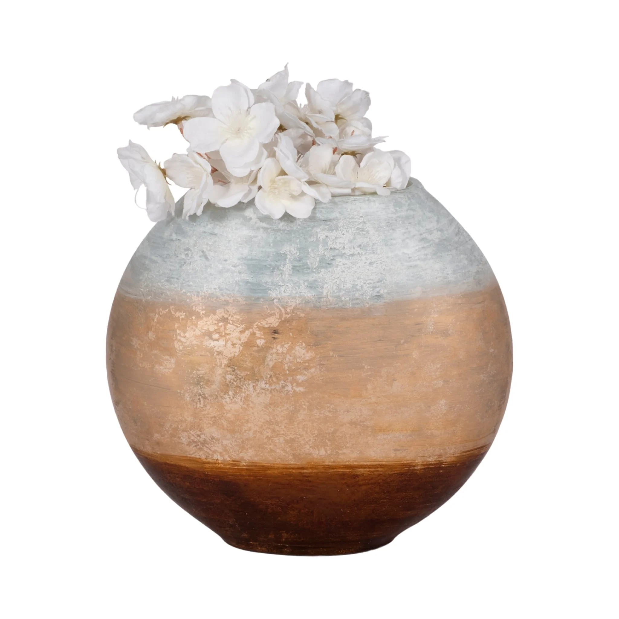 10" Gold Ombre Round Vase, White/gold - Image 2