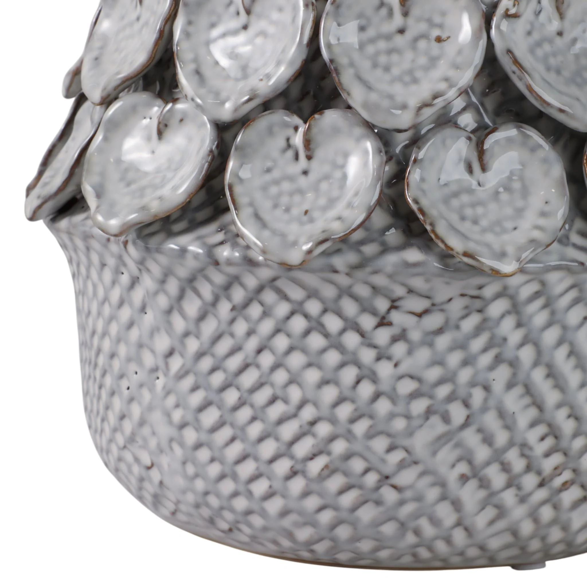 10" Leaf Applique Woven Planter, White - Image 4