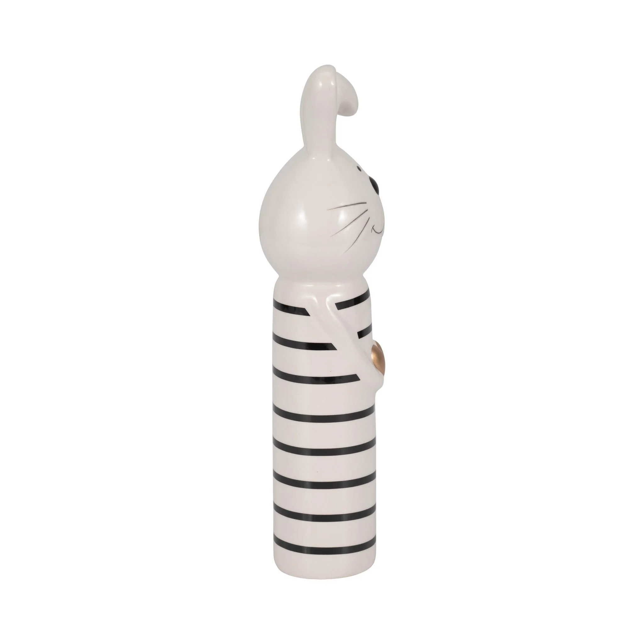 10" Lines Bunny With Gold Heart, White/black - Image 3