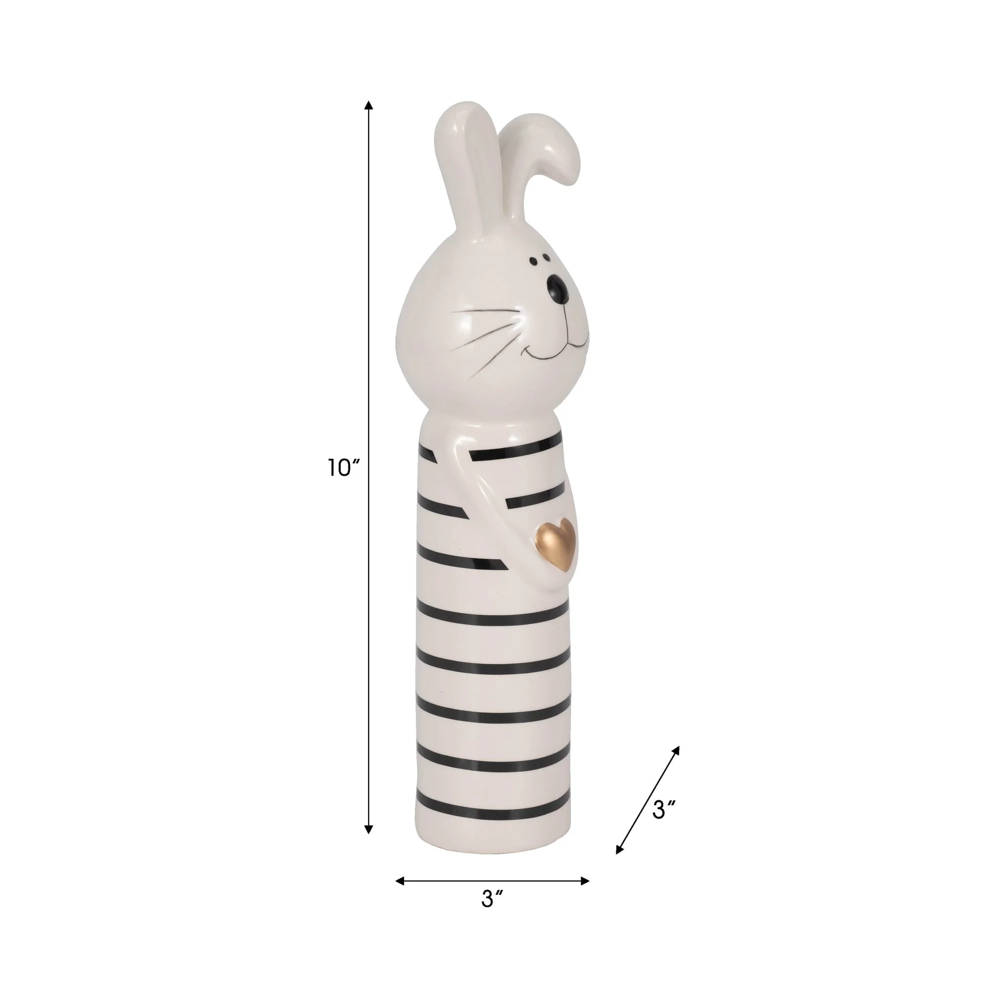 10" Lines Bunny With Gold Heart, White/black - Image 9