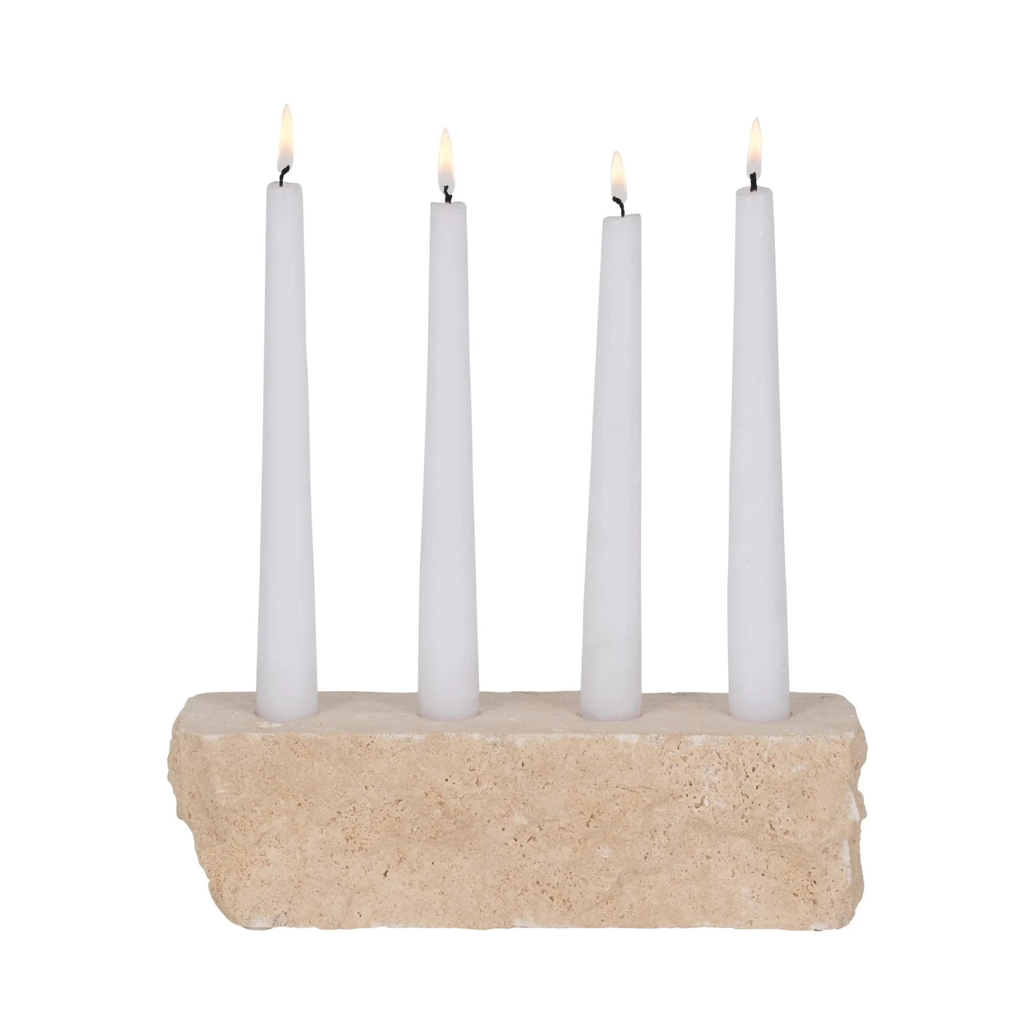 10" Live Edge Travertine 4-taper Candle Holder, Ta - Image 2