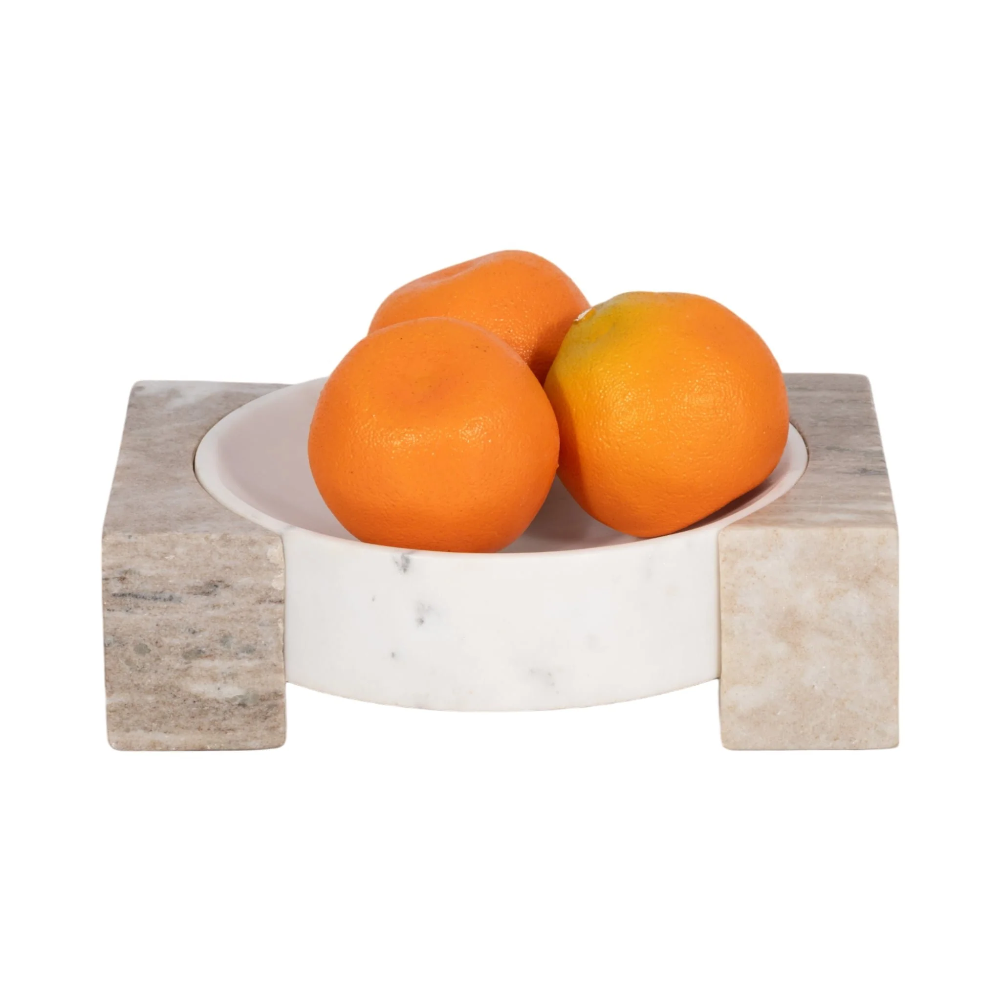 10" Marble Bowl With Onyx Marble Sides, White/tan - Image 2