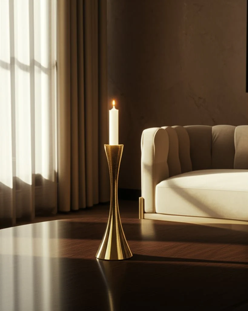 10" Metal, Taper Candle Holder, Brass - Image 15