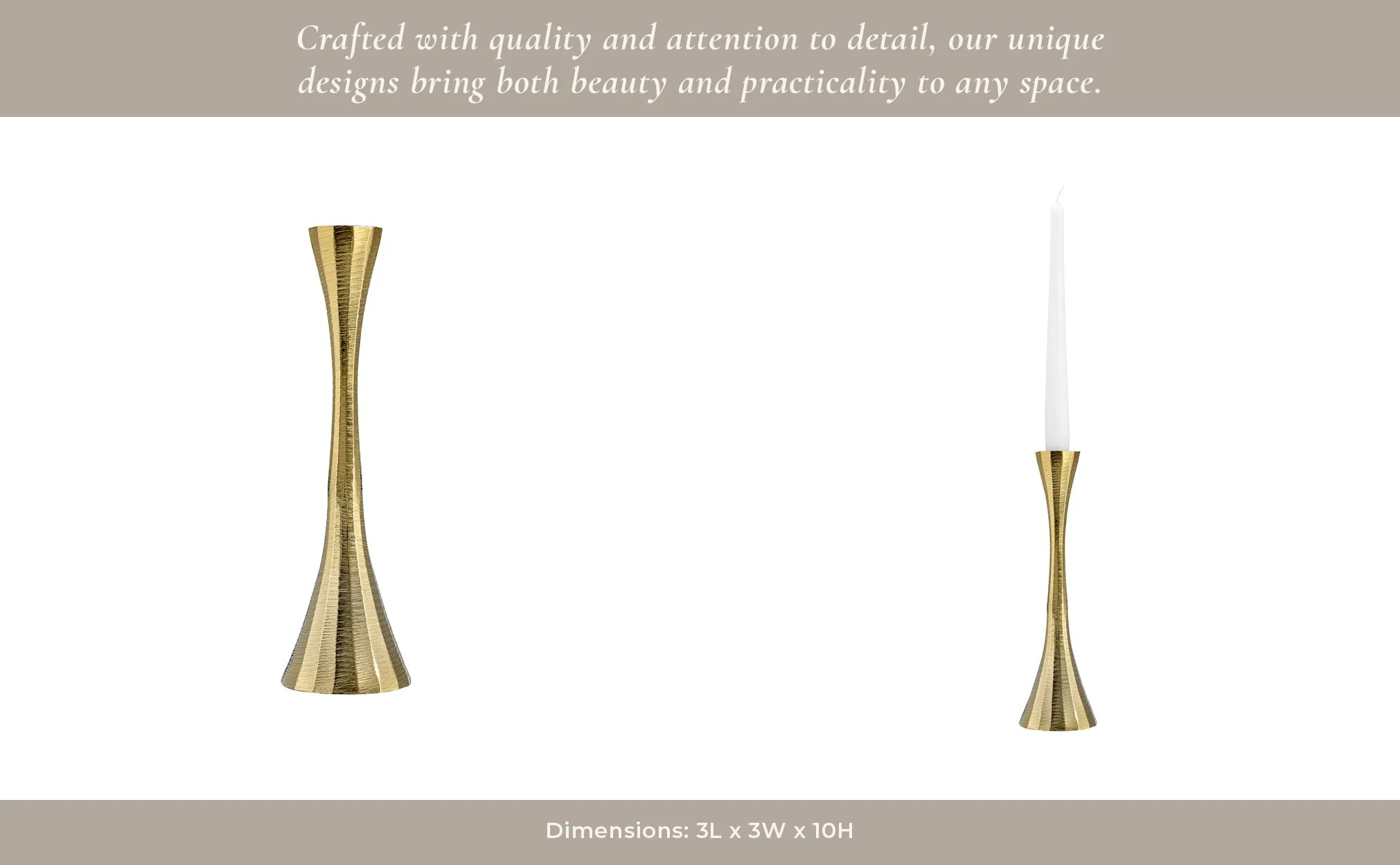 10" Metal, Taper Candle Holder, Brass - Image 16