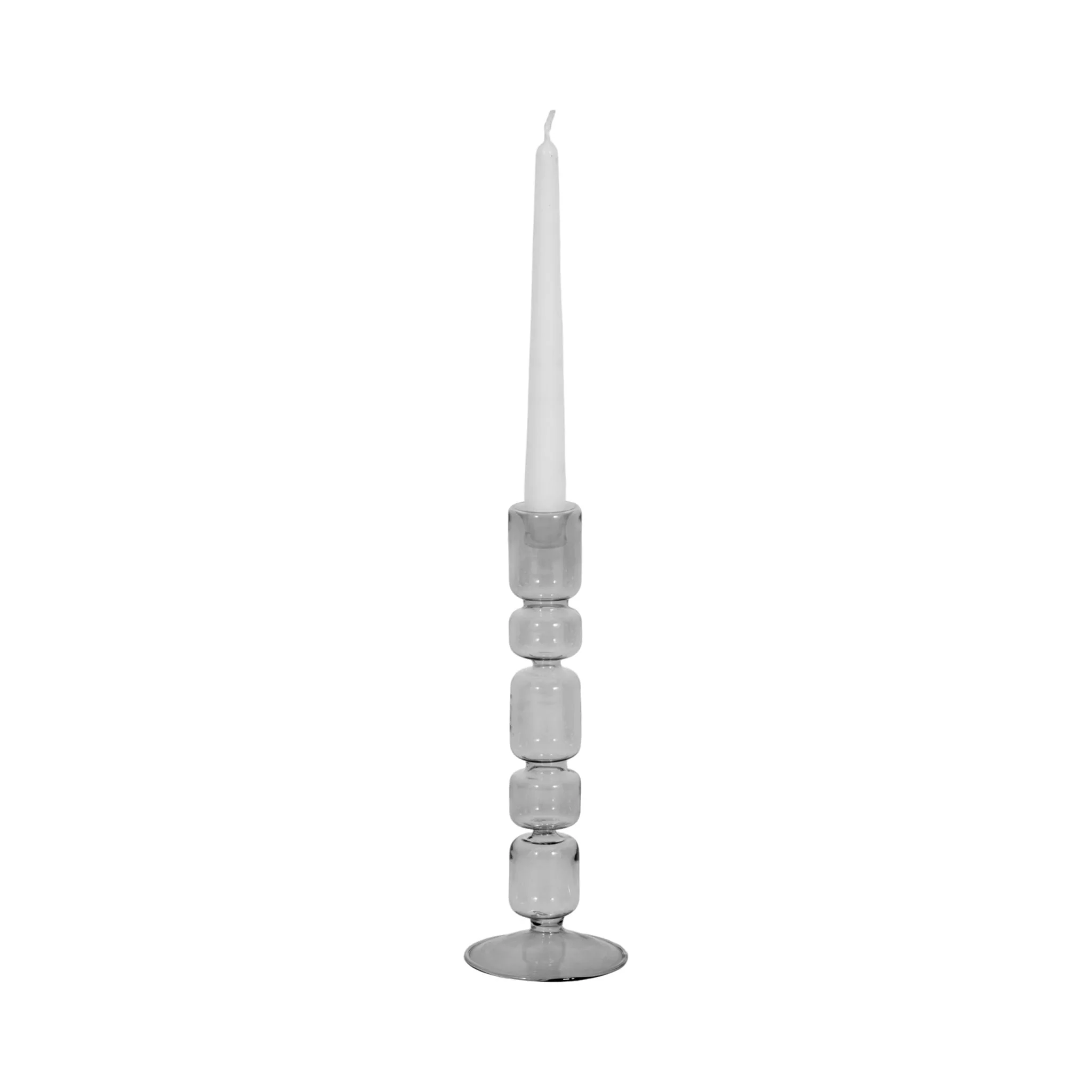 10" Mixed Bubble Taper Candleholder, Smoke - Image 2