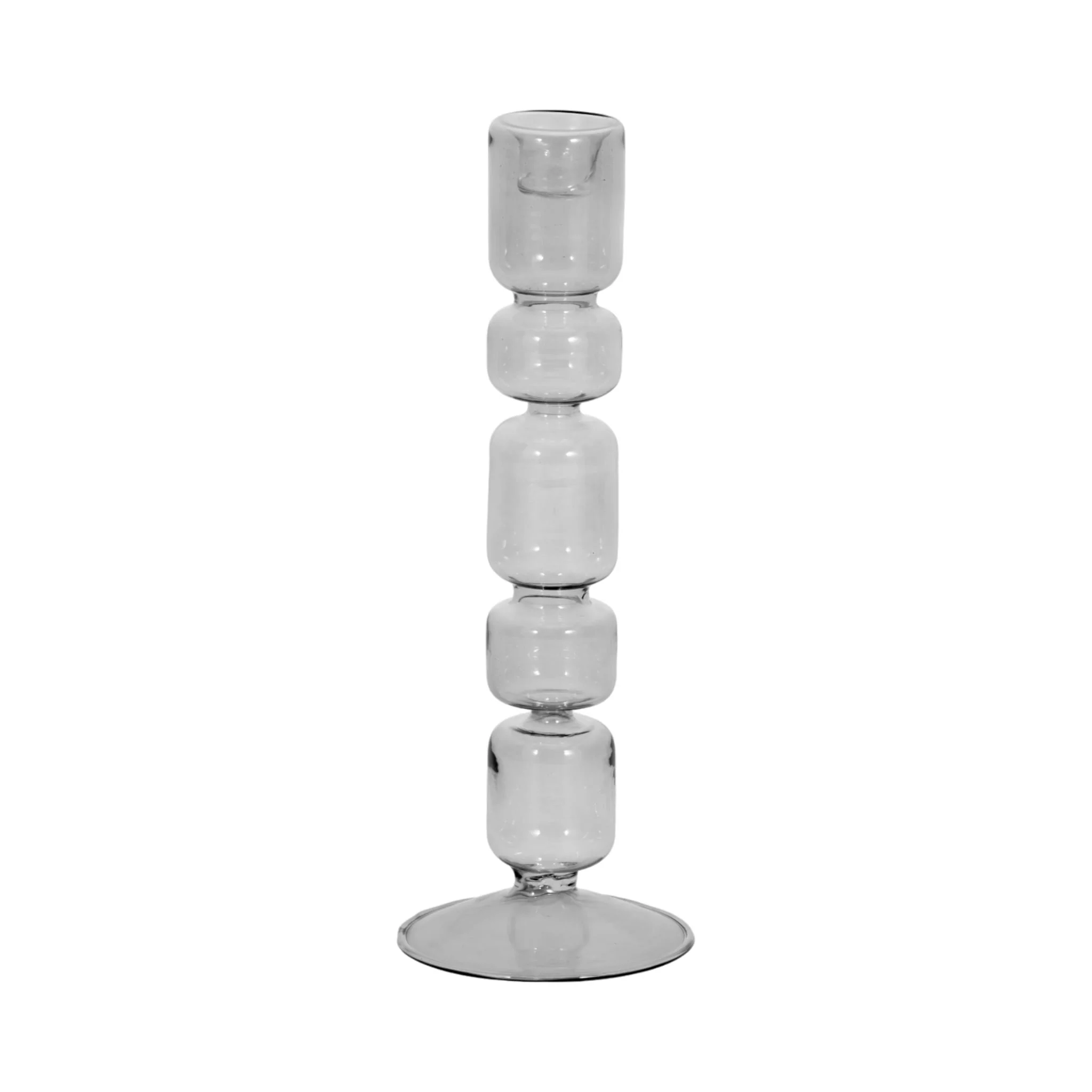 10" Mixed Bubble Taper Candleholder, Smoke - Image 3
