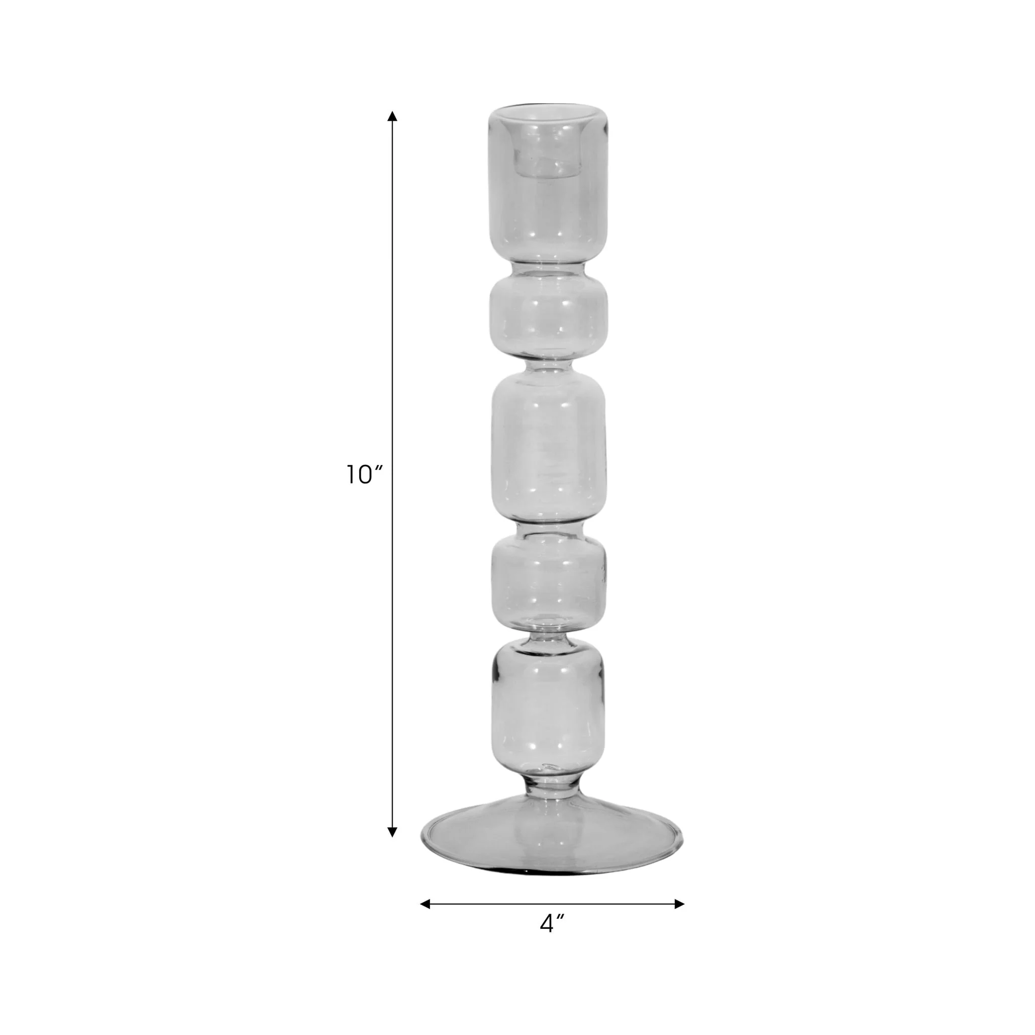 10" Mixed Bubble Taper Candleholder, Smoke - Image 8