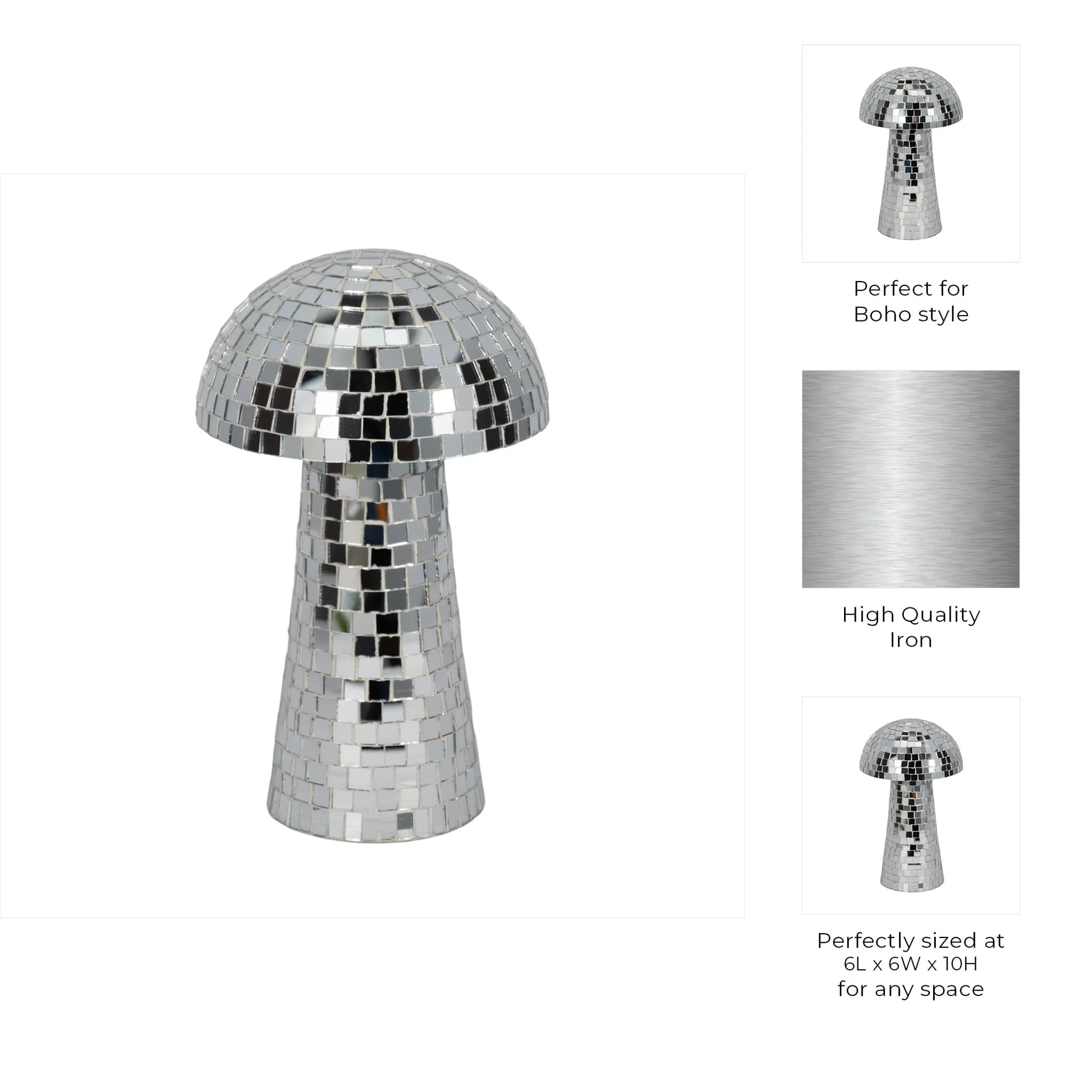 10" Mosaic Mushroom, Silver - Image 8