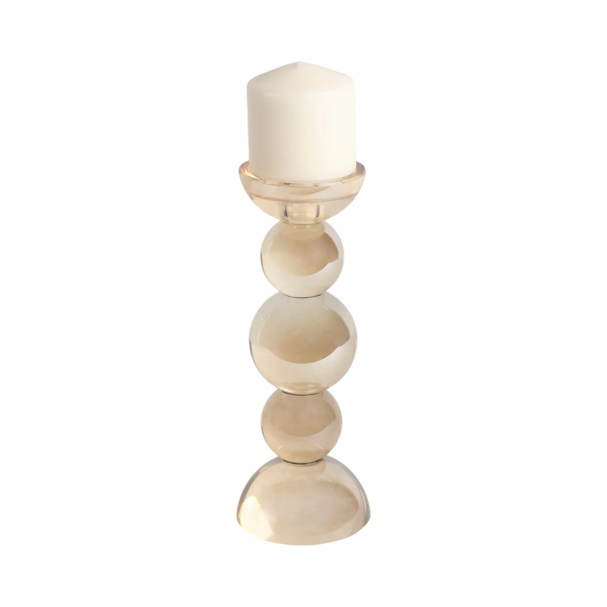 10" Multi Bubble Crystal Candle Holder W/ Taper, A - Image 2
