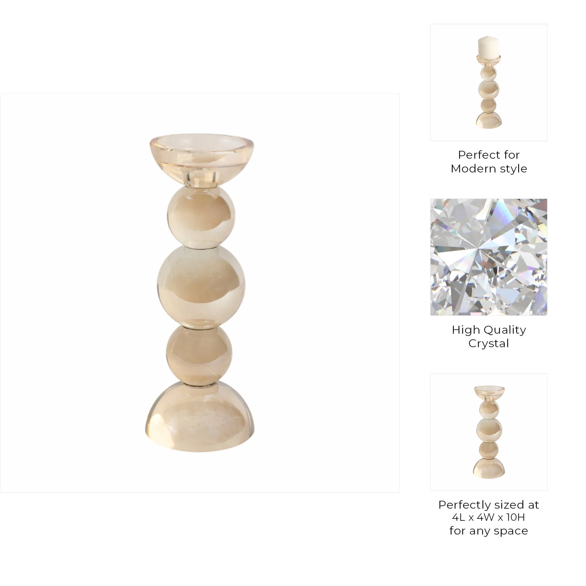 10" Multi Bubble Crystal Candle Holder W/ Taper, A - Image 8