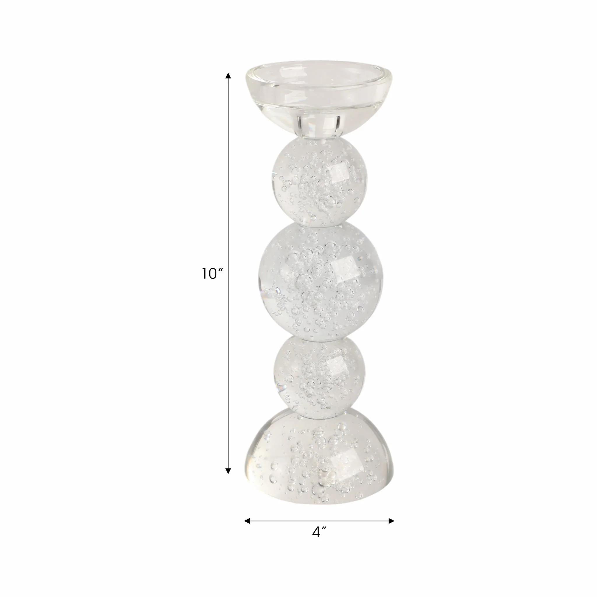 10" Multi Bubble Crystal Candle Holder W/ Taper, C - Image 6