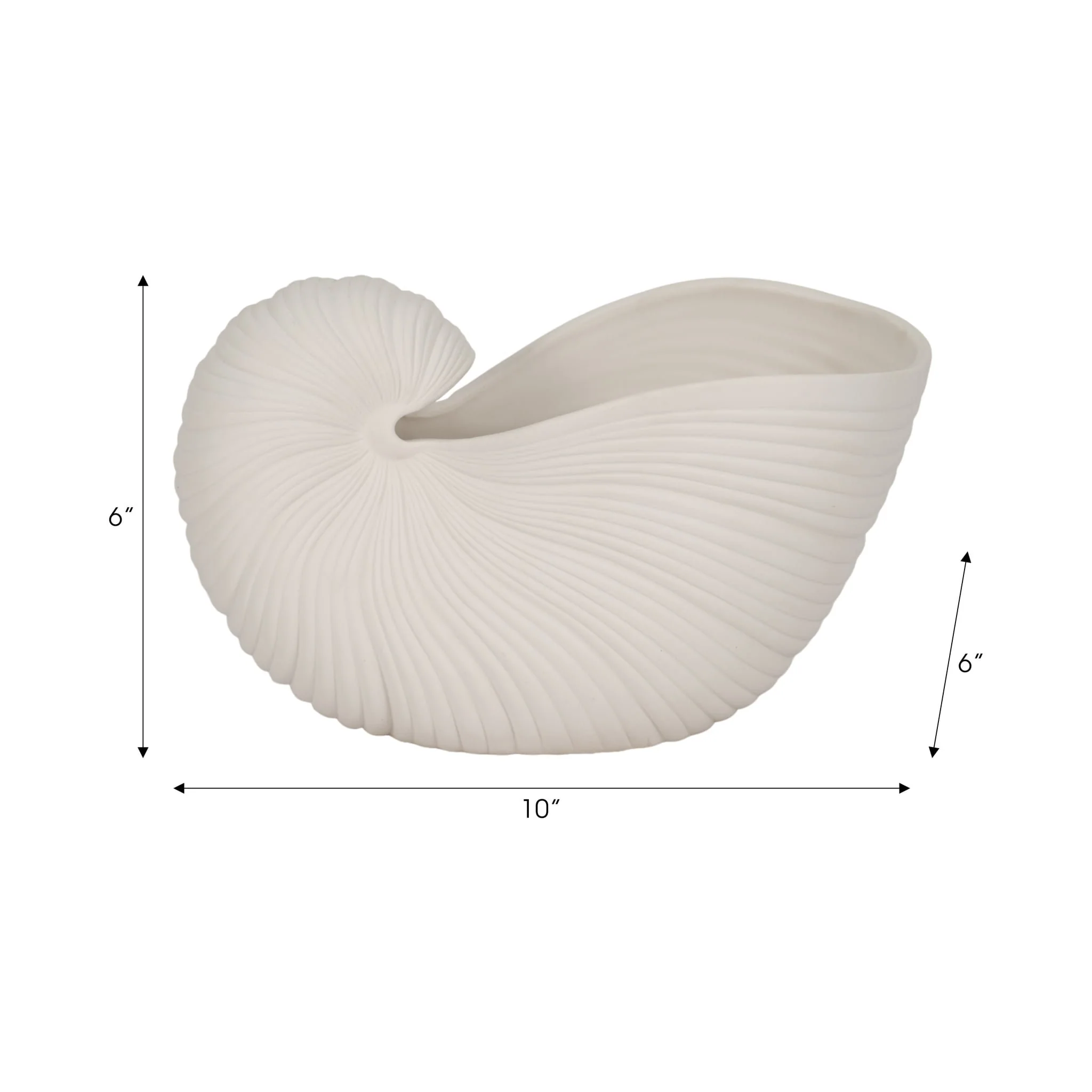 10" Nautilus Shell Planter, White - Image 9