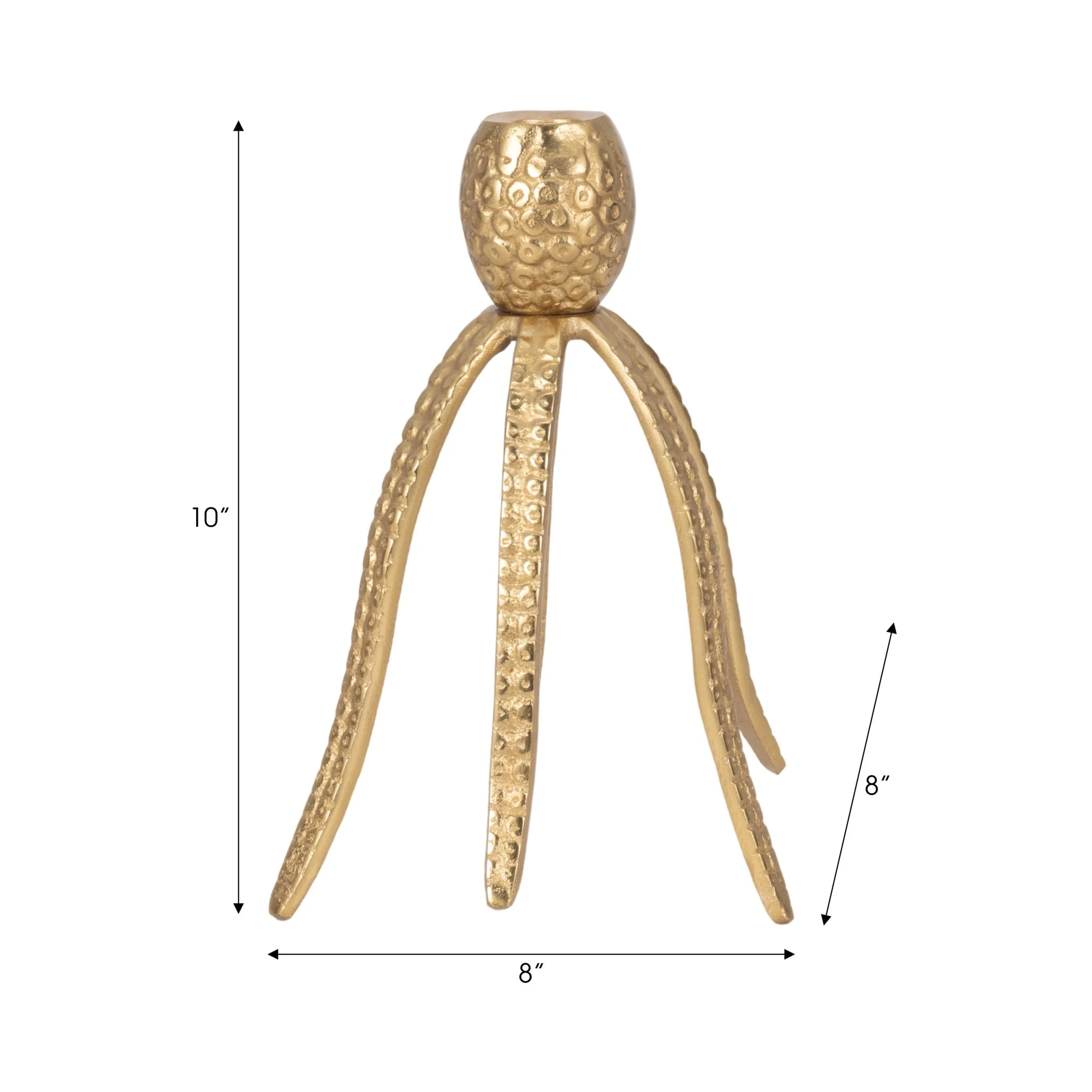 10" Octopus Taper Candle Holder, Gold - Image 2