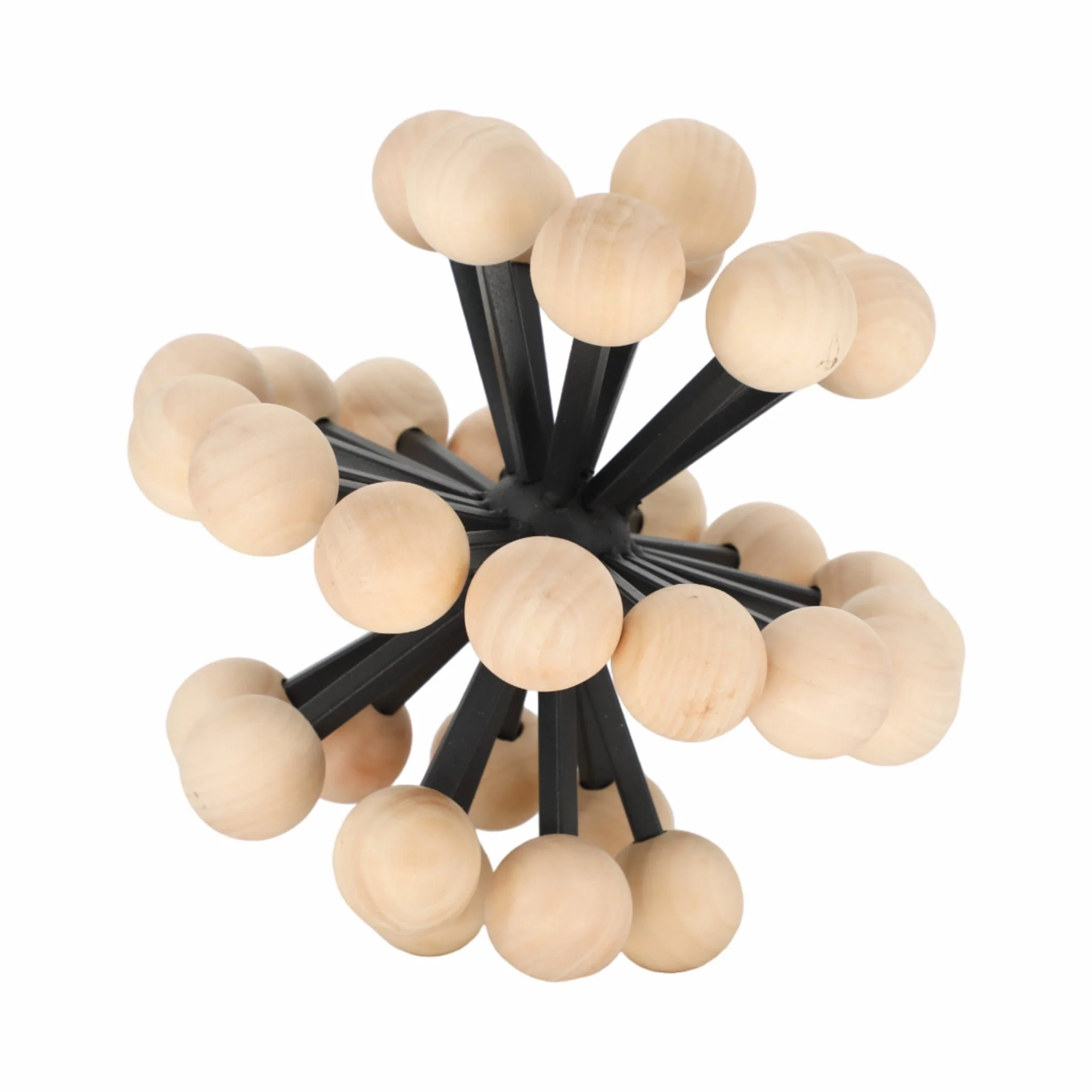 10" Orb With Wooden Knobs, Black/natural - Image 2