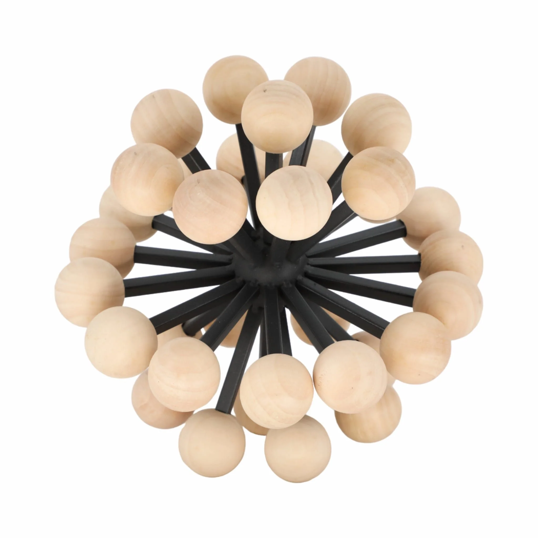 10" Orb With Wooden Knobs, Black/natural - Image 3