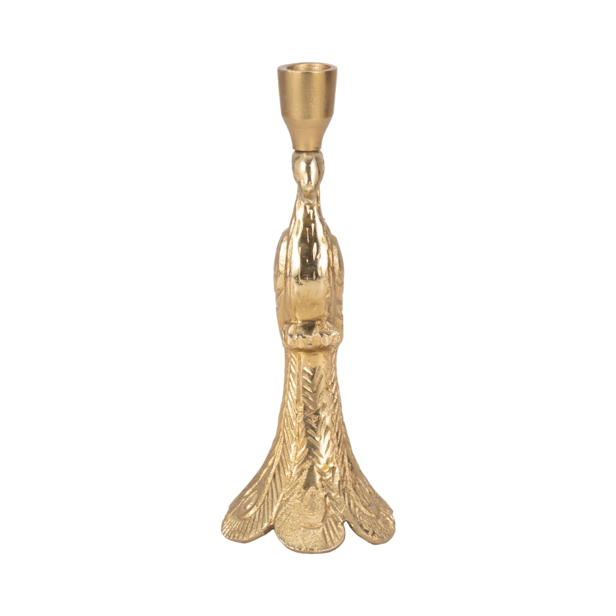 10" Peacock Taper Candle Holder, Gold - Image 4