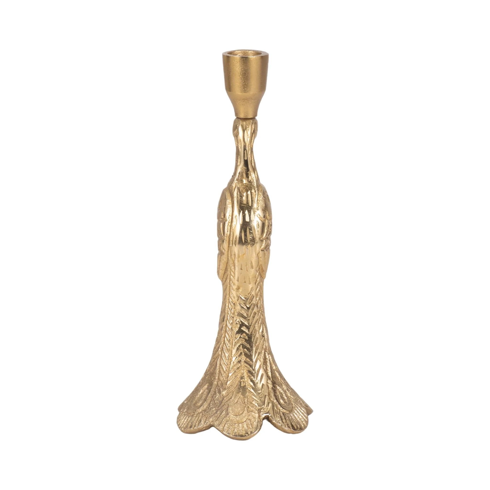 10" Peacock Taper Candle Holder, Gold - Image 5