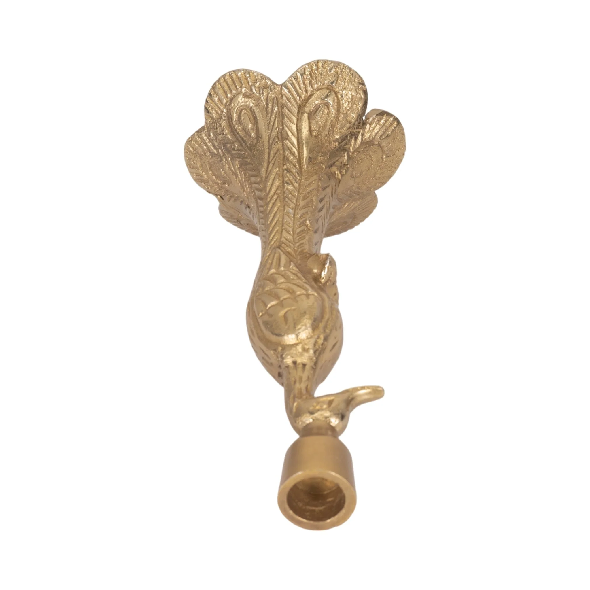 10" Peacock Taper Candle Holder, Gold - Image 7