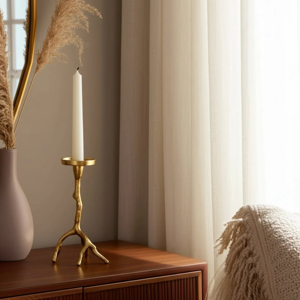 10" Roots Pillar & Taper Candle Holder, Gold - Image 12