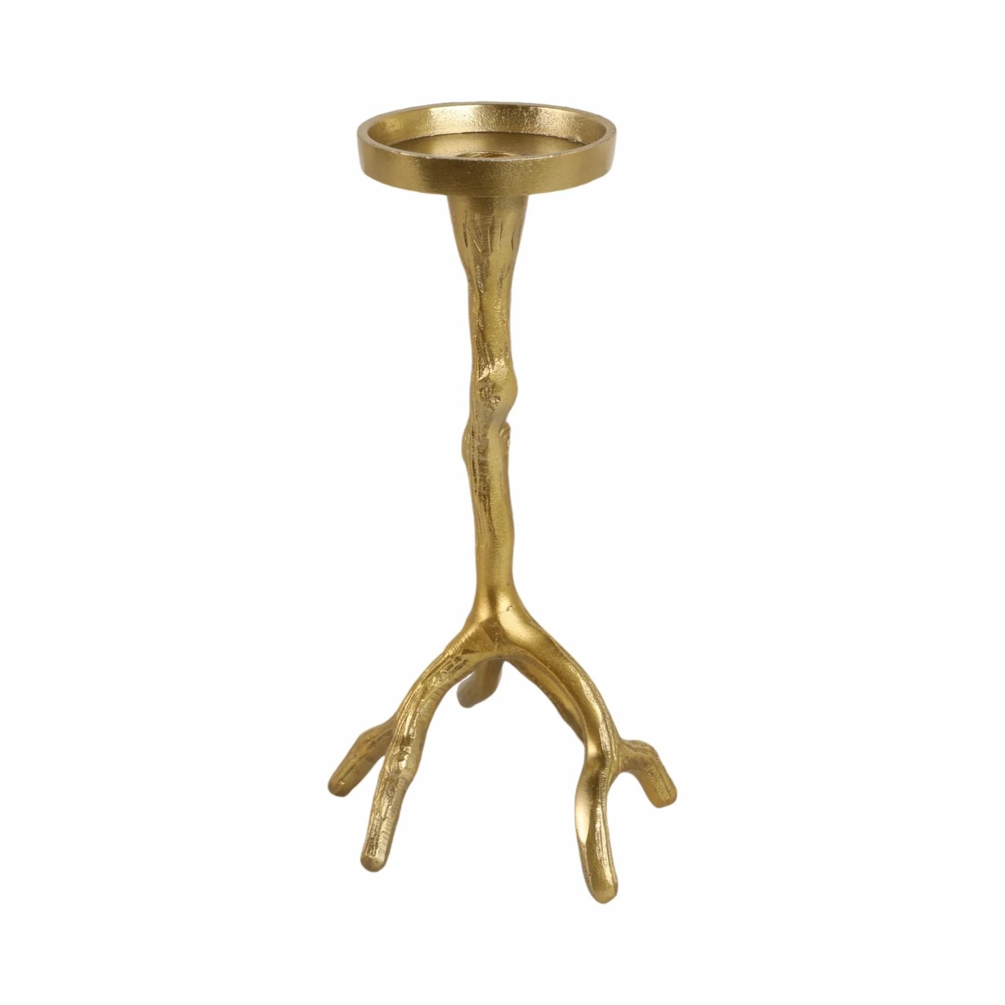 10" Roots Pillar & Taper Candle Holder, Gold - Image 5