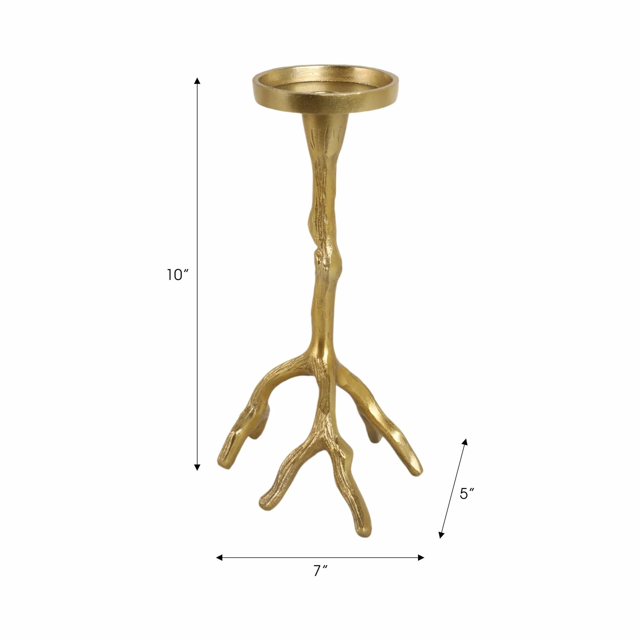 10" Roots Pillar & Taper Candle Holder, Gold - Image 9