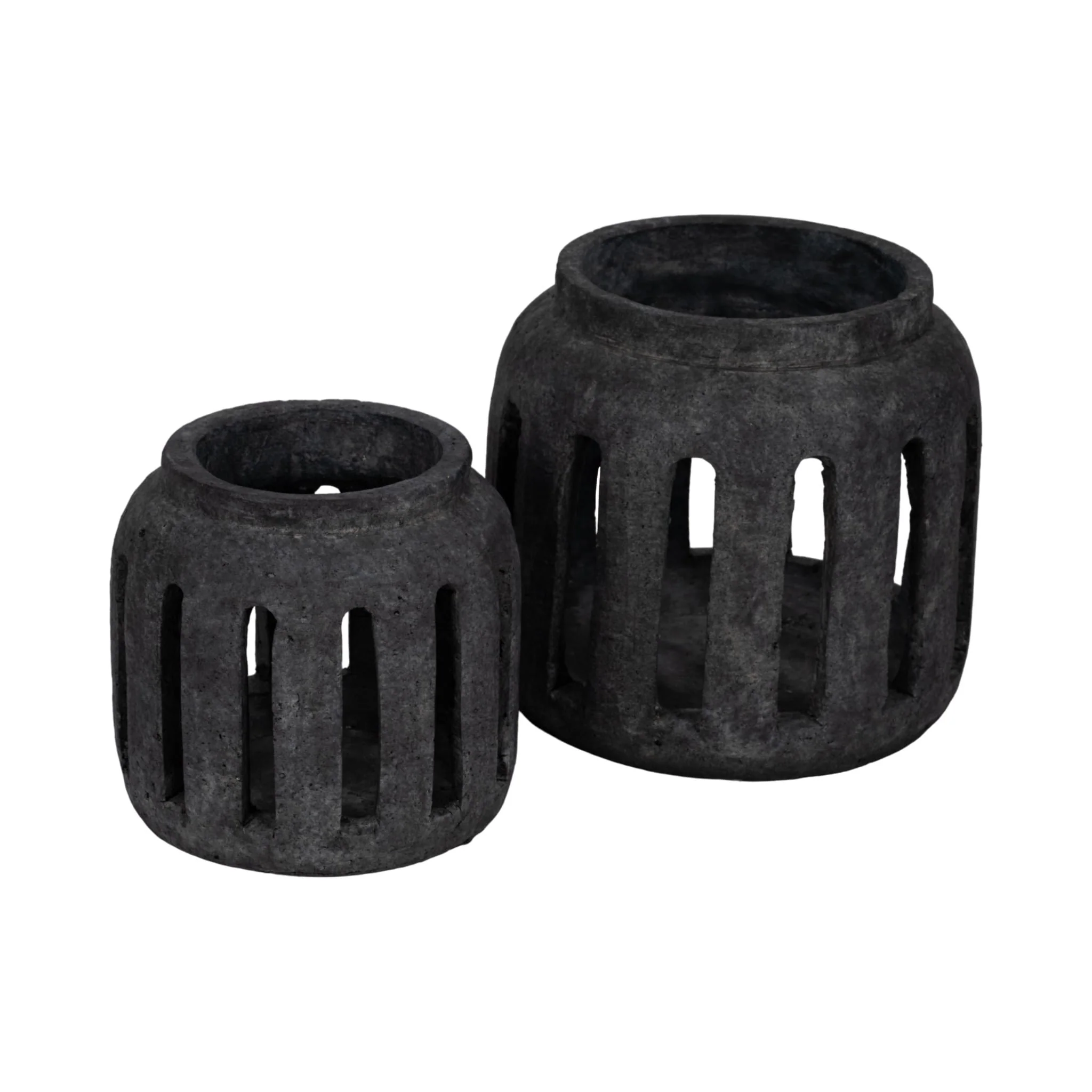 10" Round Lantern Hurricane With Open Slats, Black - Image 7