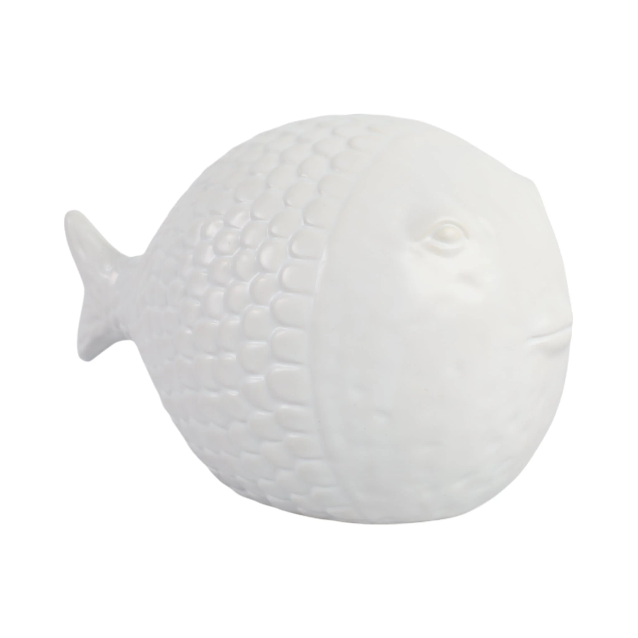 10" Scaled Fish Figurine, White - Image 2